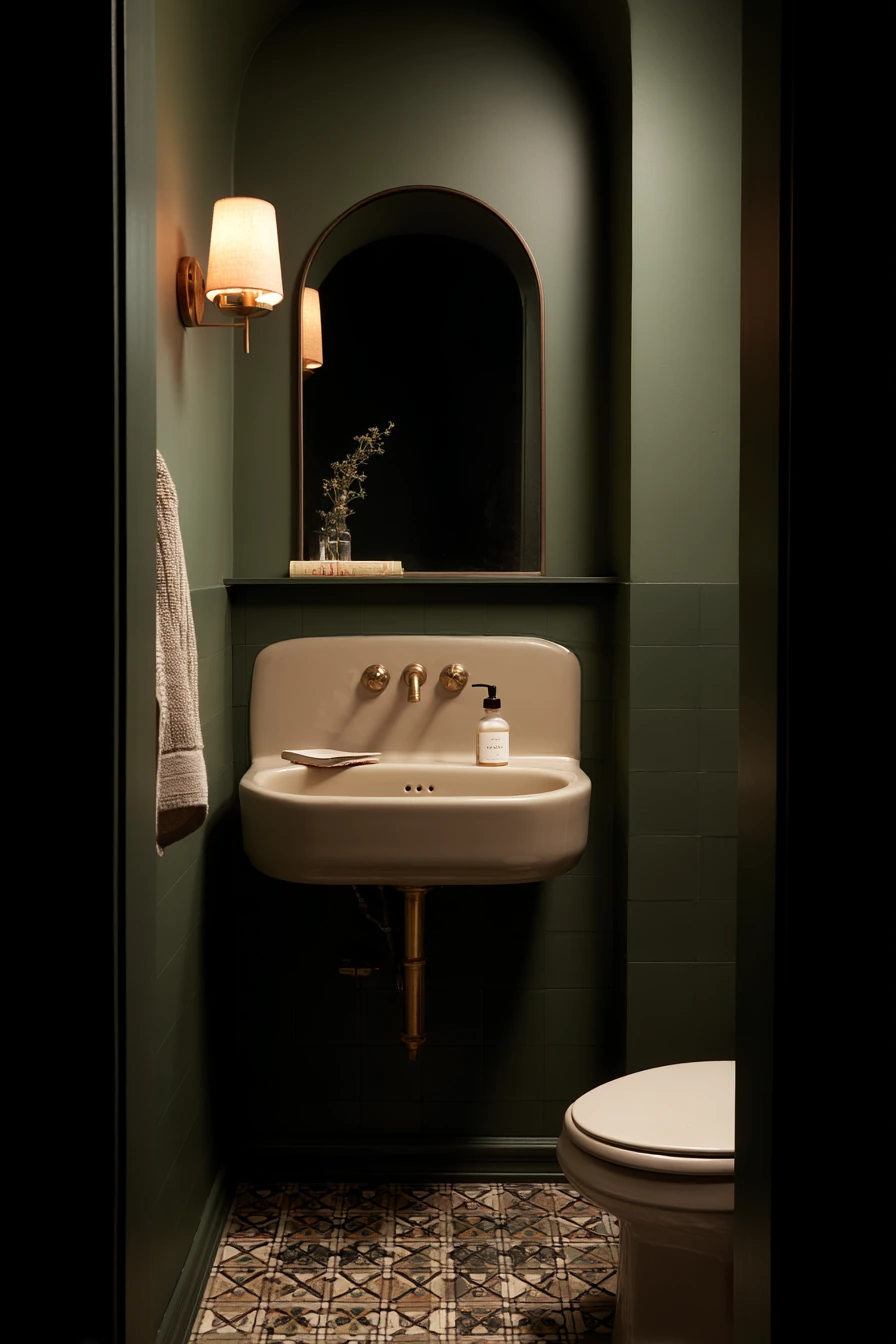 Tiny Powder Room, Bold and Efficient