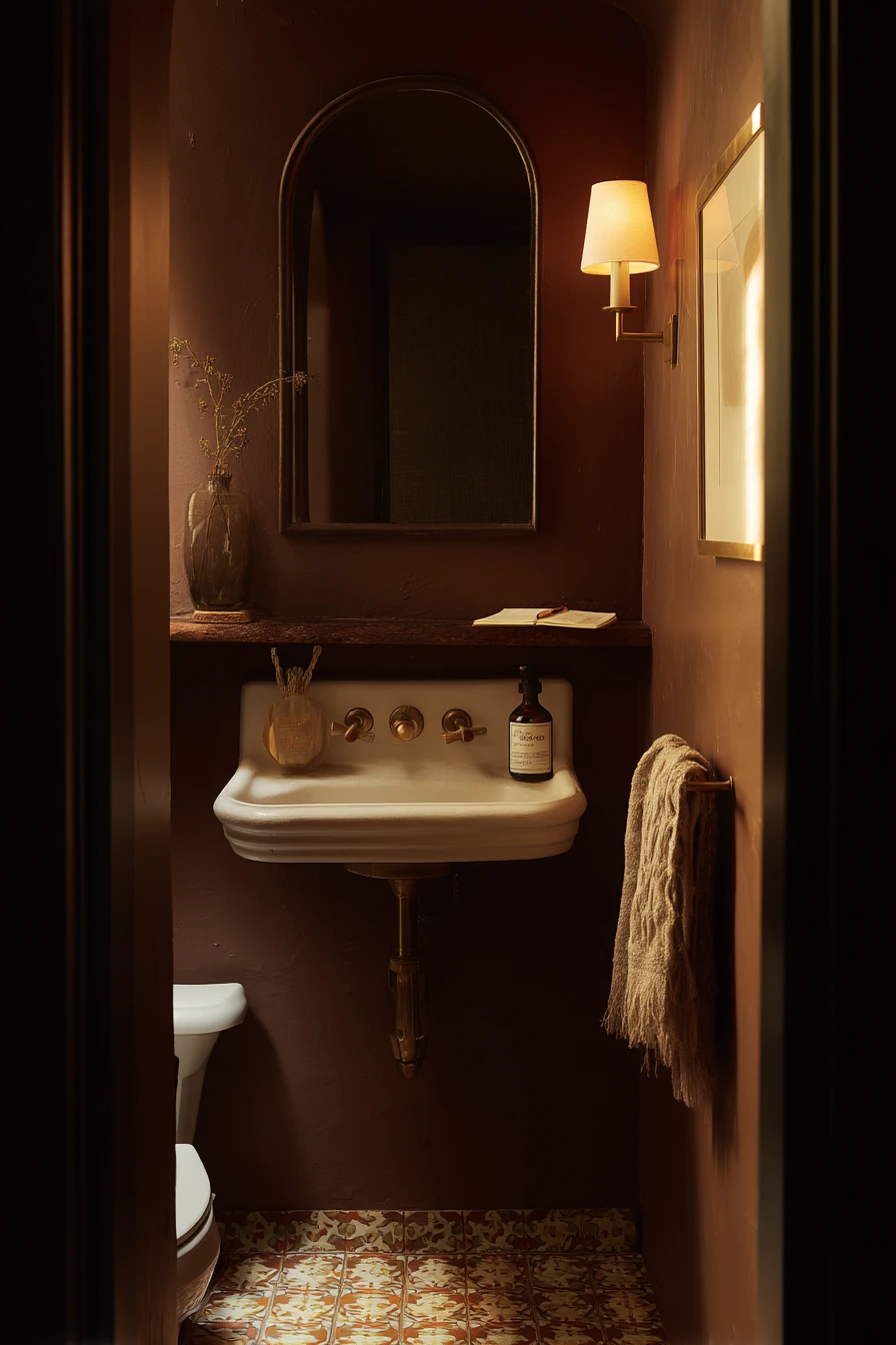 Tiny Powder Room, Bold and Efficient