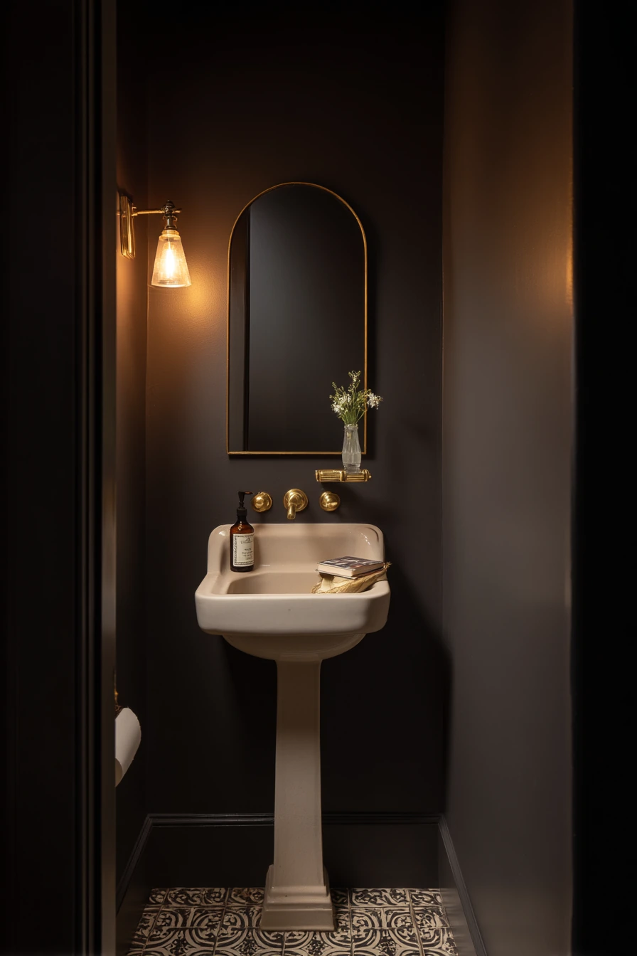 Tiny Powder Room, Bold and Efficient