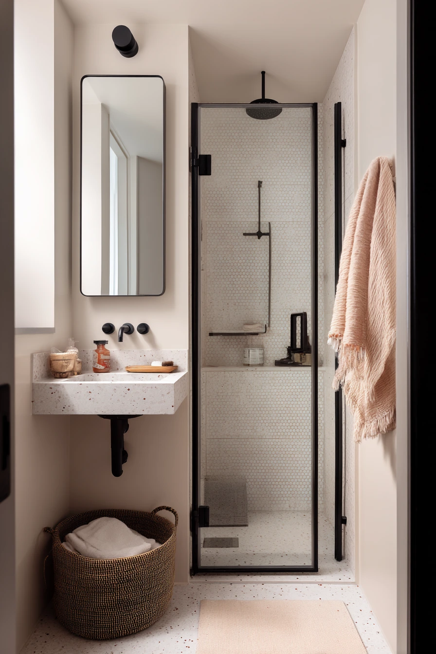Small Apartment Shower Nook, Space-Savvy and Clean