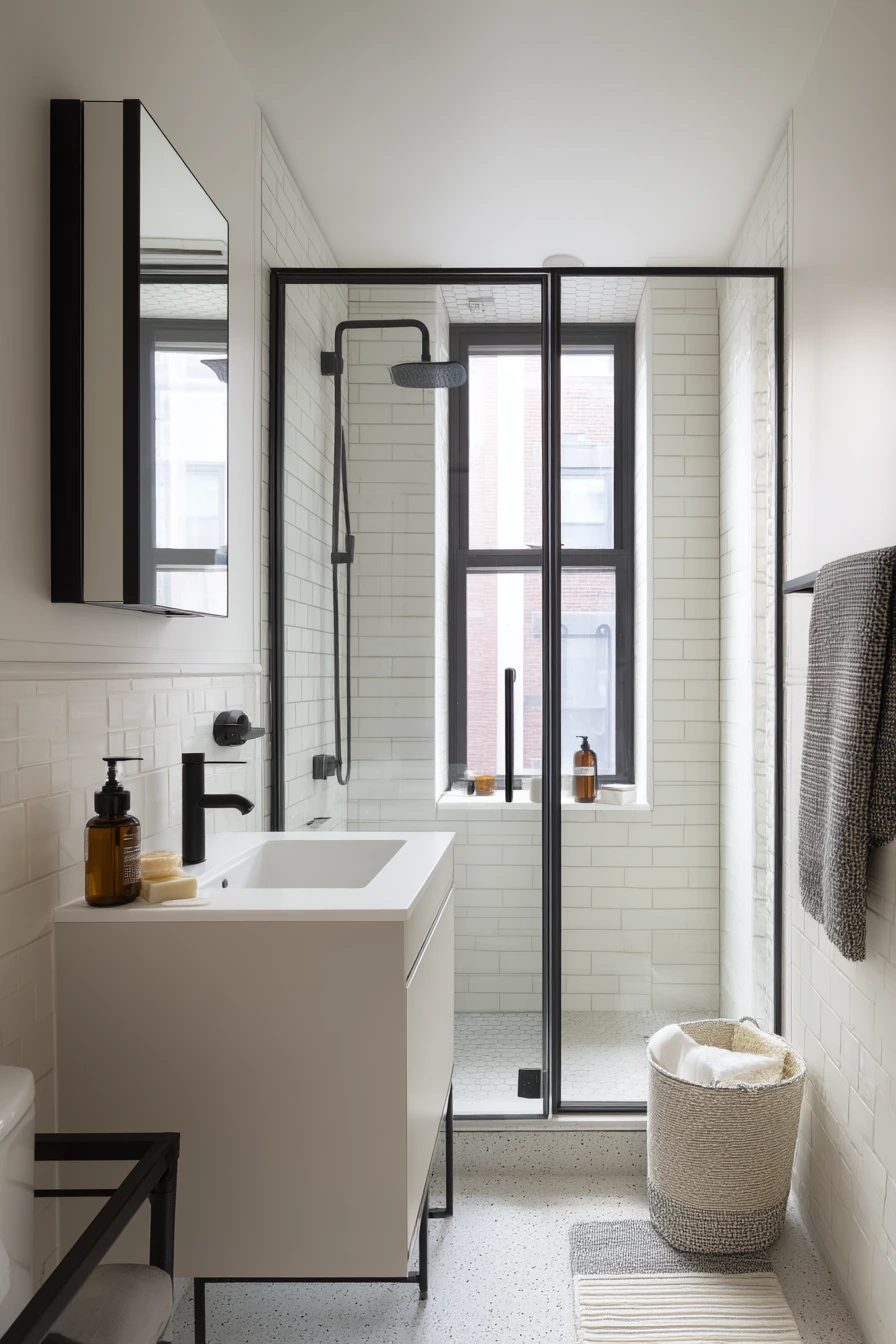 Small Apartment Shower Nook, Space-Savvy and Clean