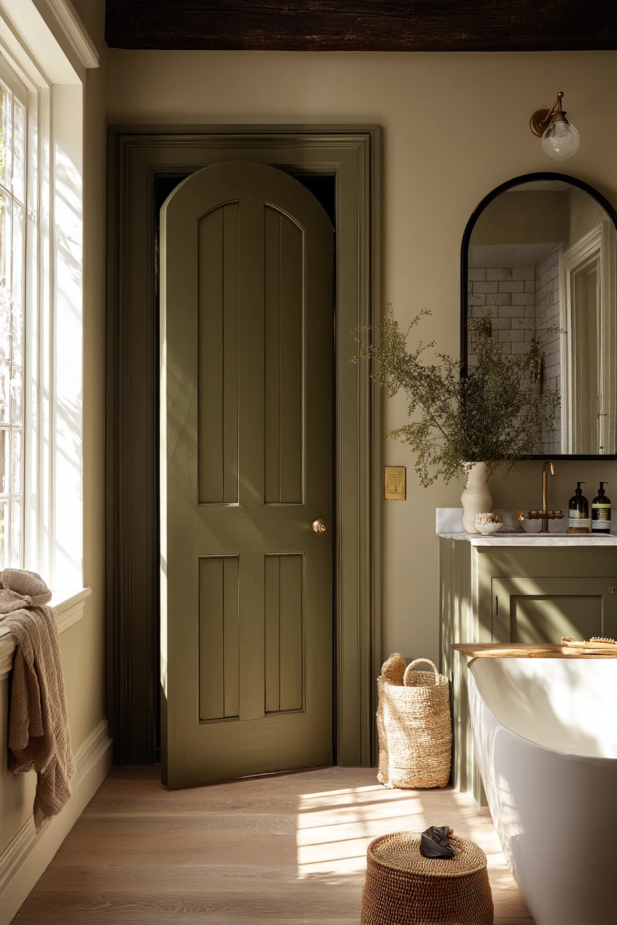 Paneled Door with Vintage Brass Pull