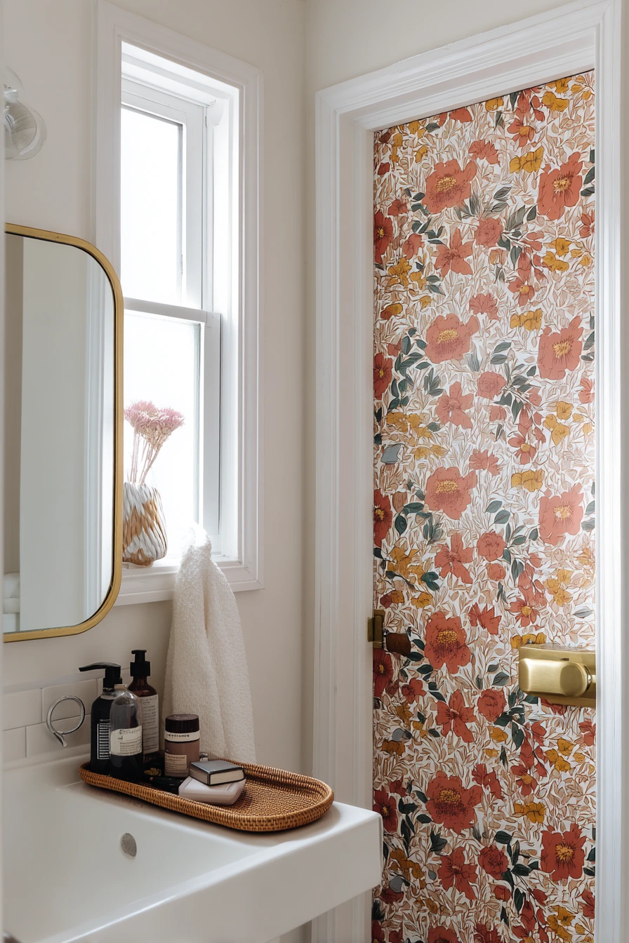 Renter-Friendly Wallpapered Door Moment