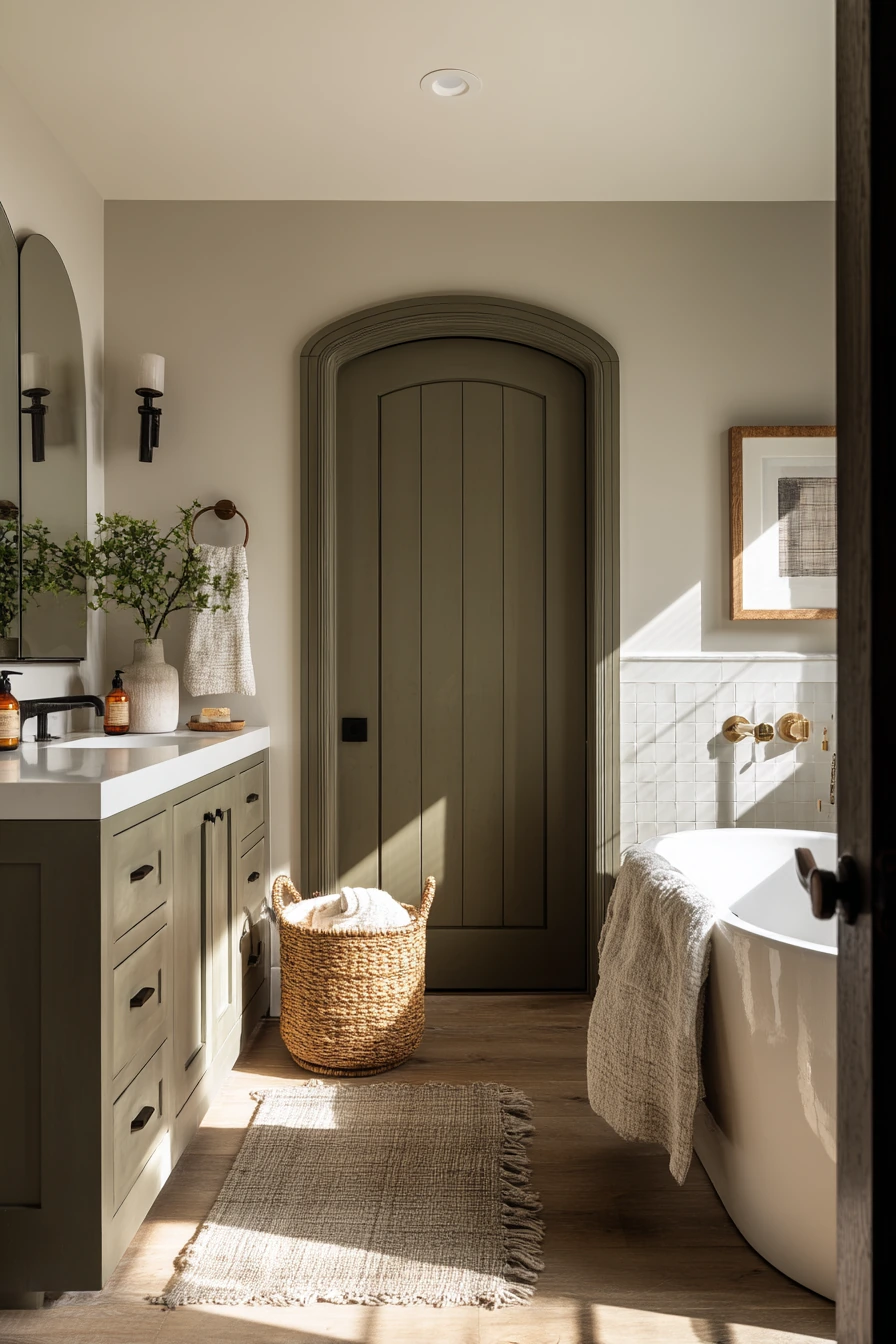 Paneled Door with Vintage Brass Pull