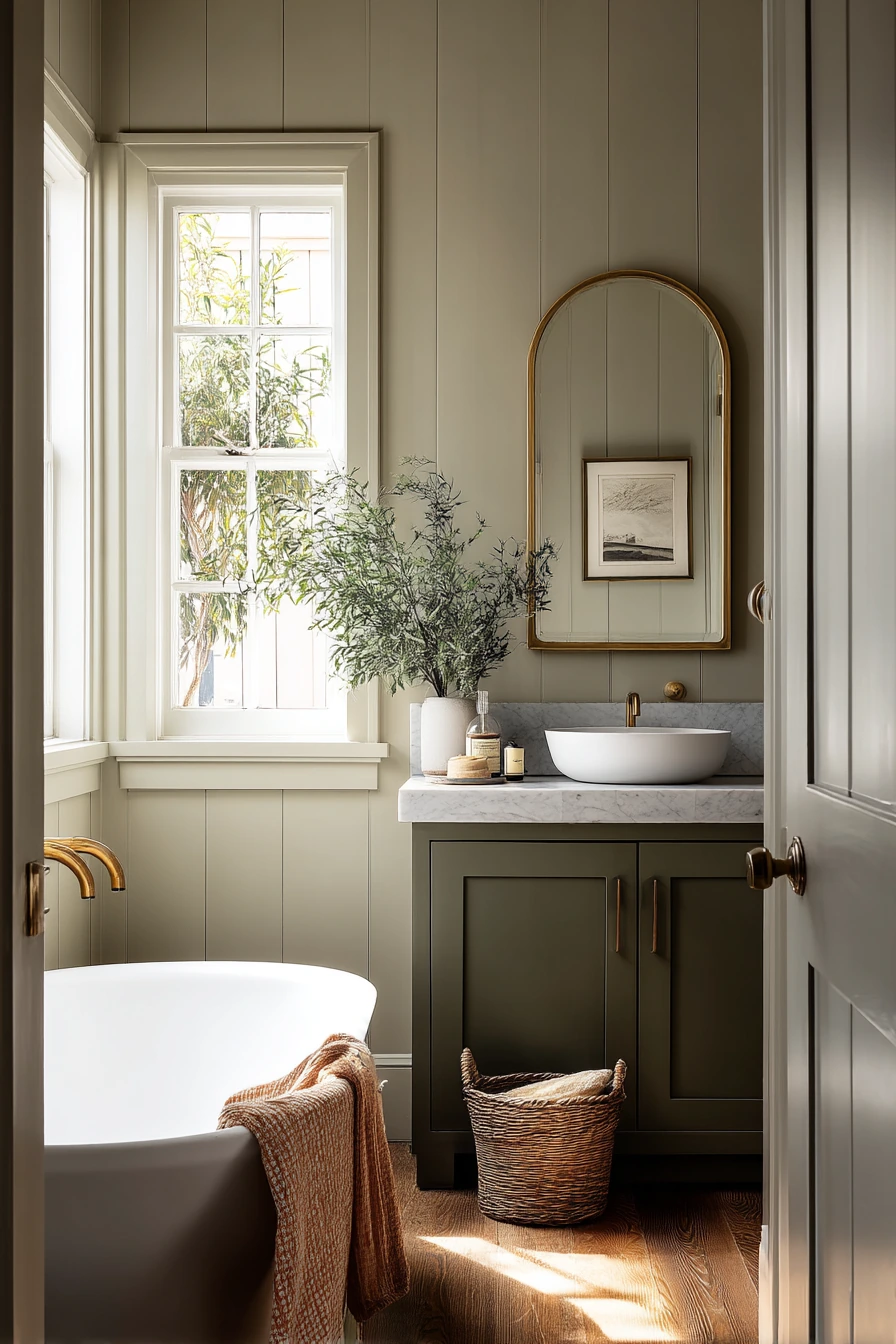 Paneled Door with Vintage Brass Pull