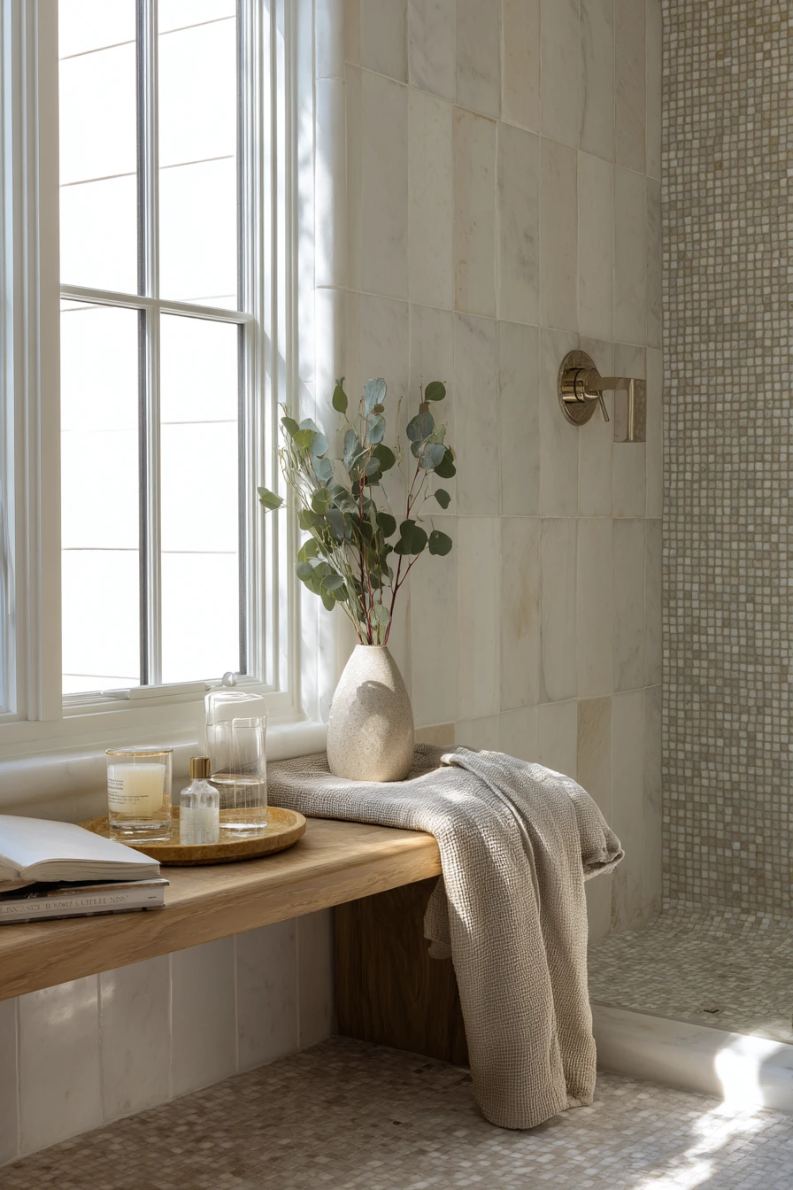 Primary Bath With Spa-Like Stone Tile