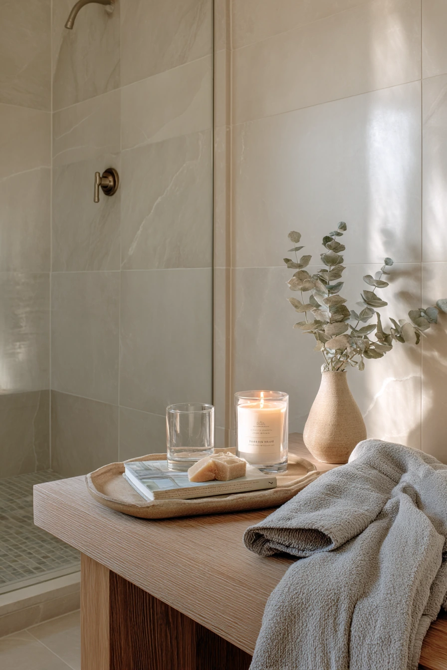 Primary Bath With Spa-Like Stone Tile
