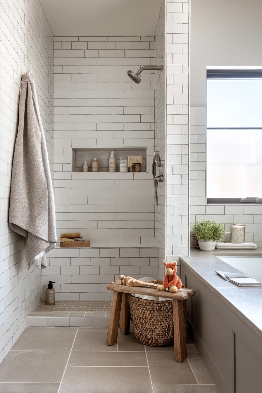 Family Bathroom With Easy-Clean Porcelain Tile
