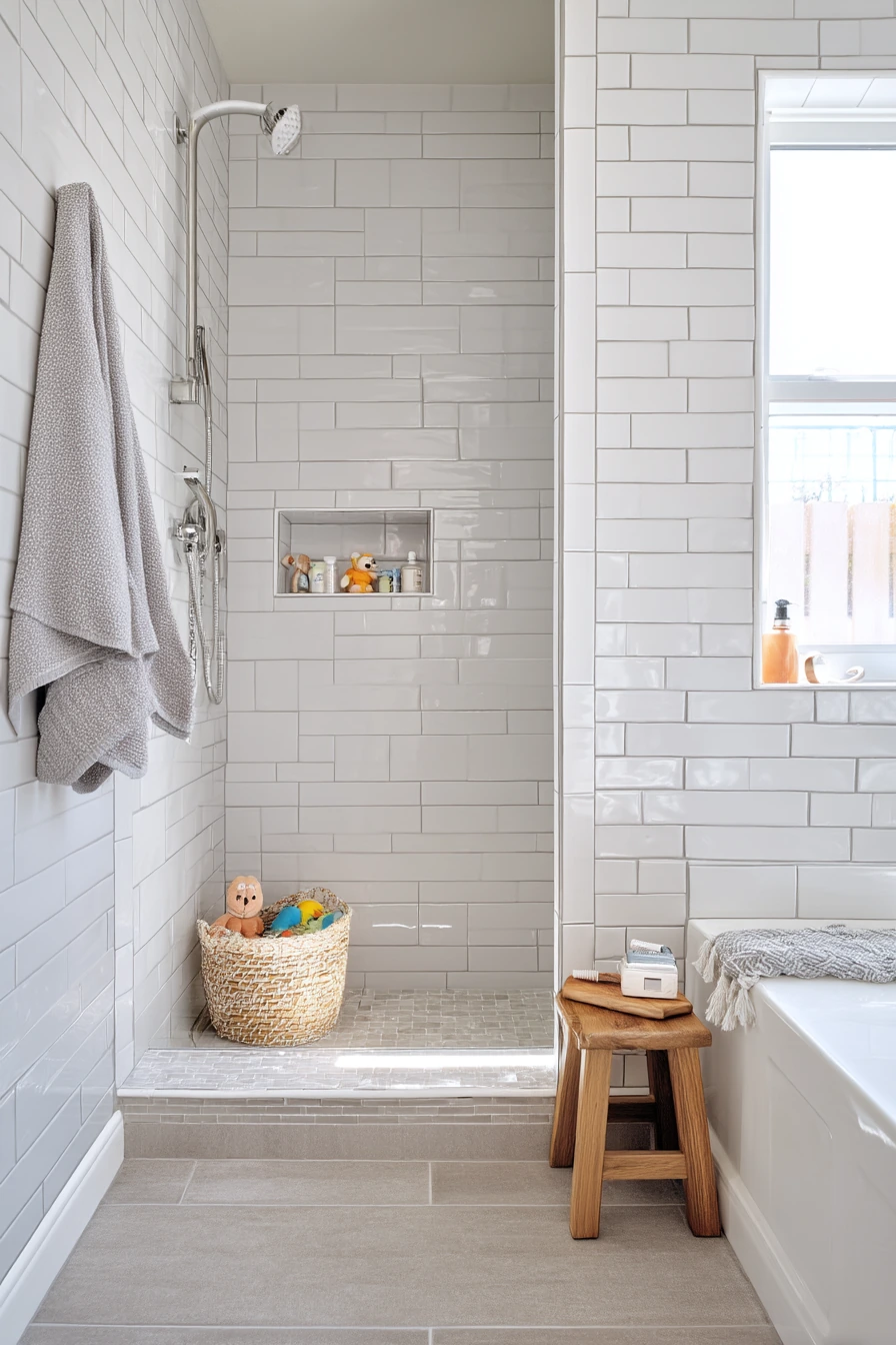 Family Bathroom With Easy-Clean Porcelain Tile