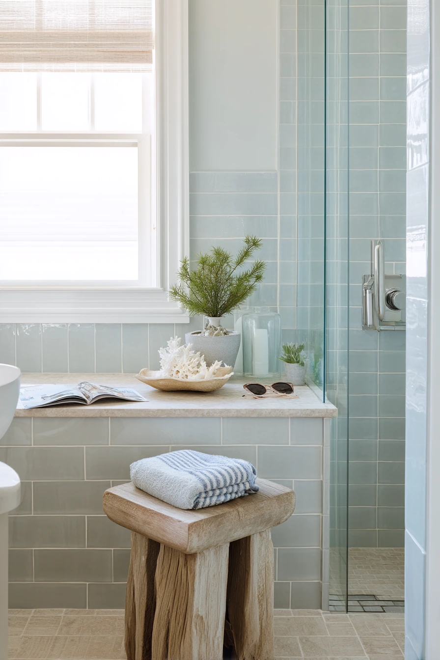 Airy Coastal Bathroom With Soft Tile Tones