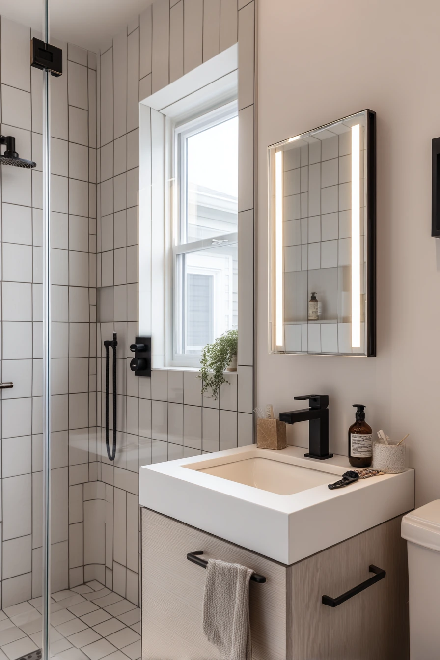Compact Ensuite With Smart Shower Tile Layout