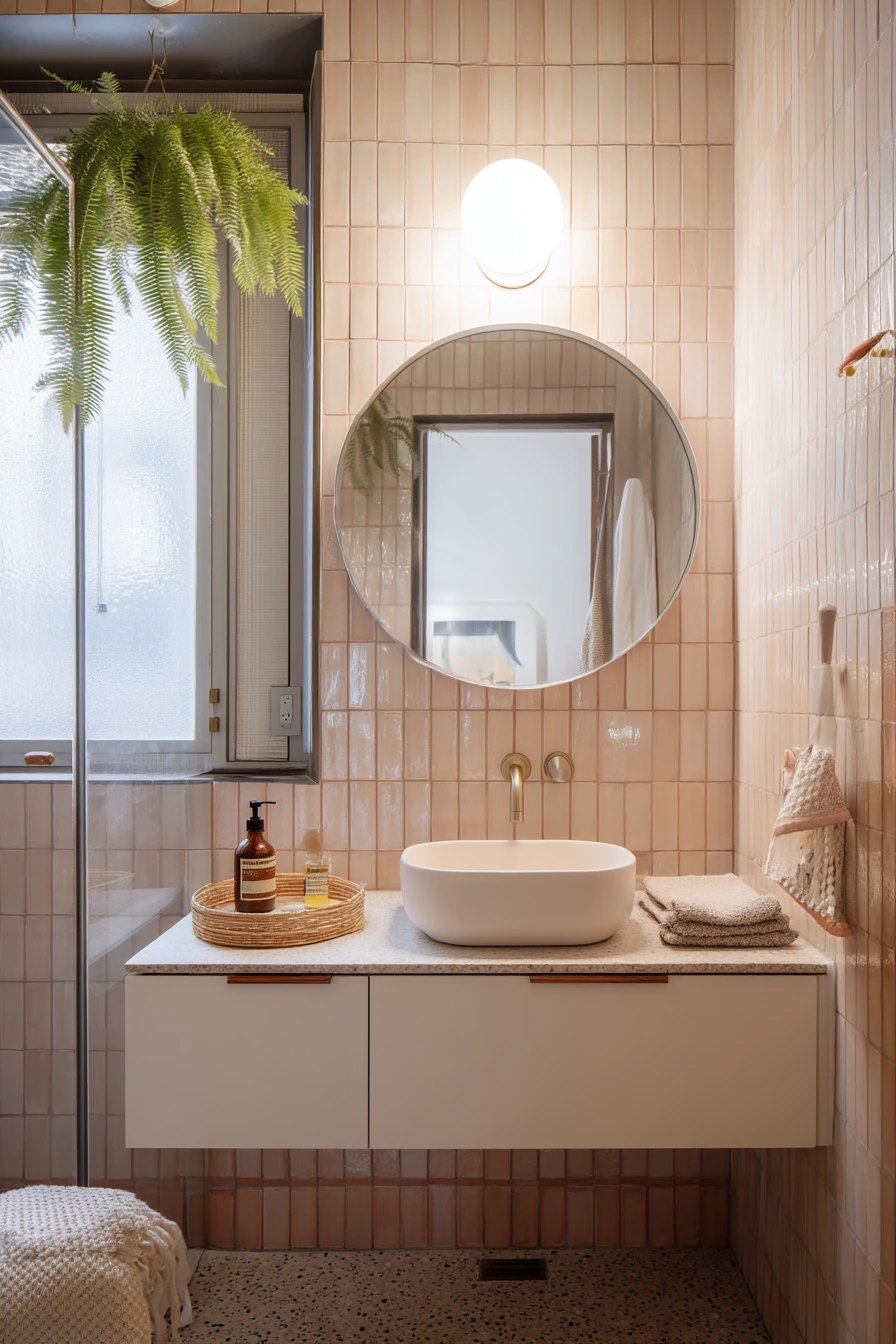Small Apartment Bathroom With Vertical Tile Impact