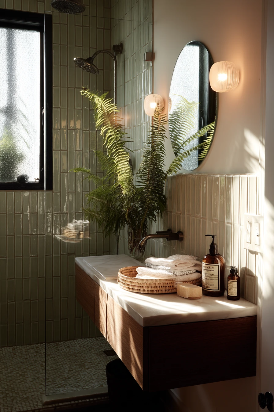 Small Apartment Bathroom With Vertical Tile Impact