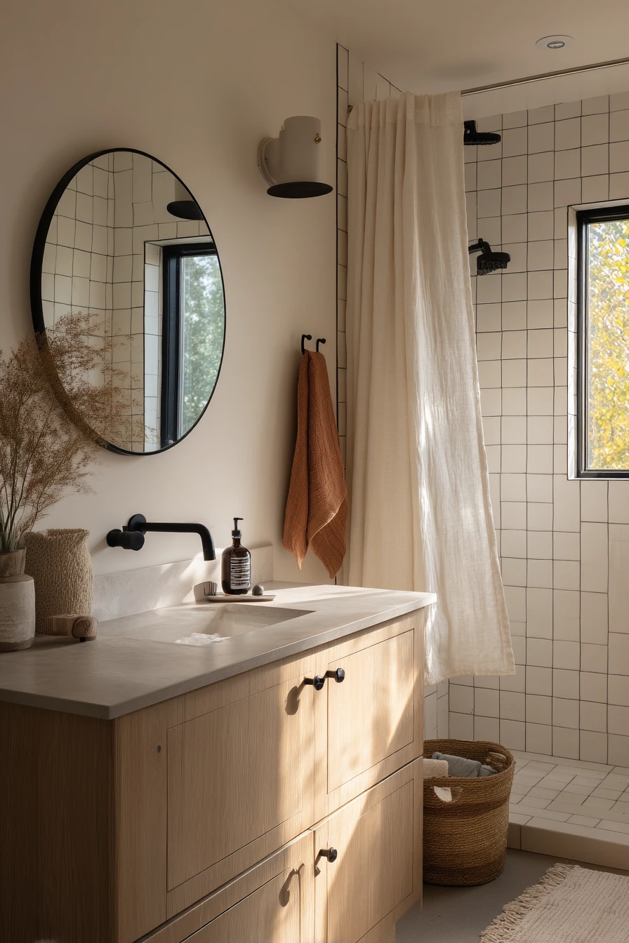 bathroom with black fixtures