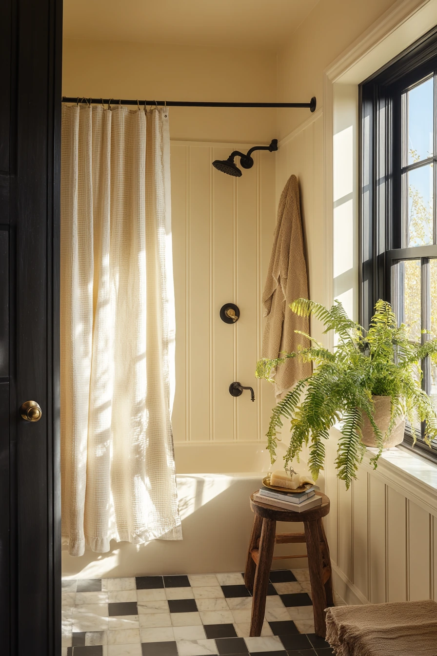 Black Fixtures with Soft Cottage Touches