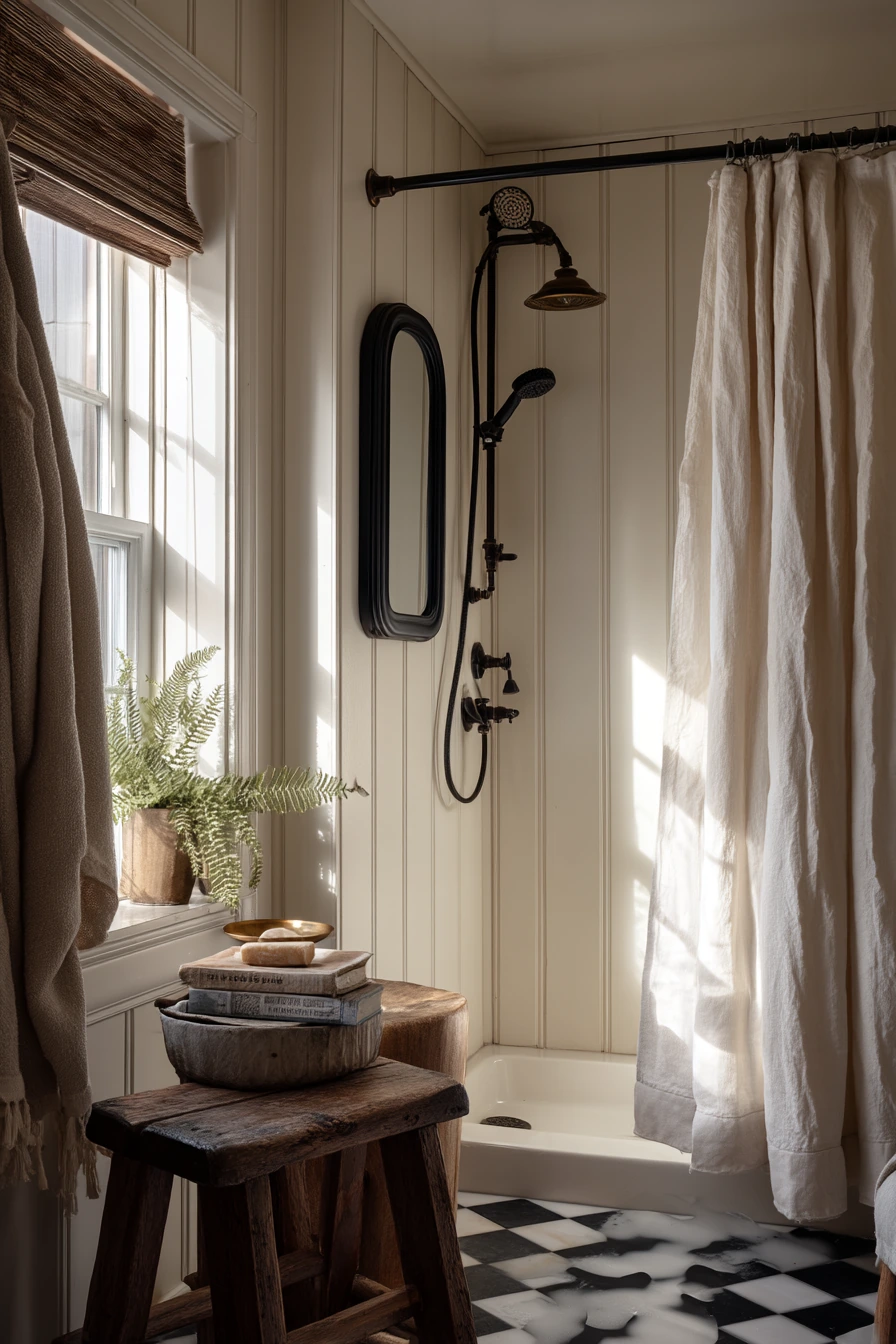 Black Fixtures with Soft Cottage Touches