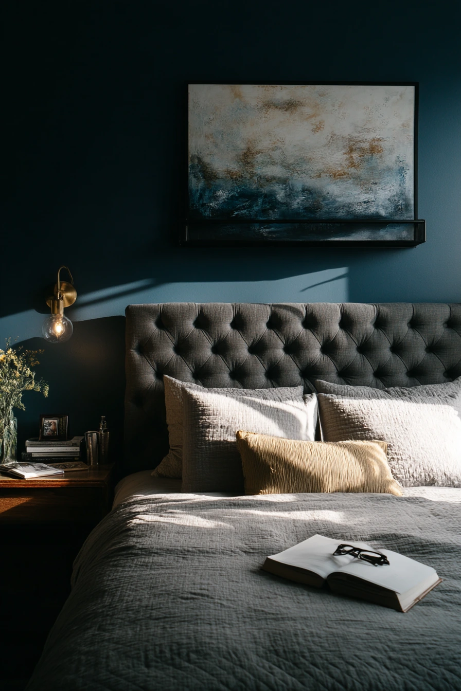 Moody Paint and Art Ledge for a Restful Retreat