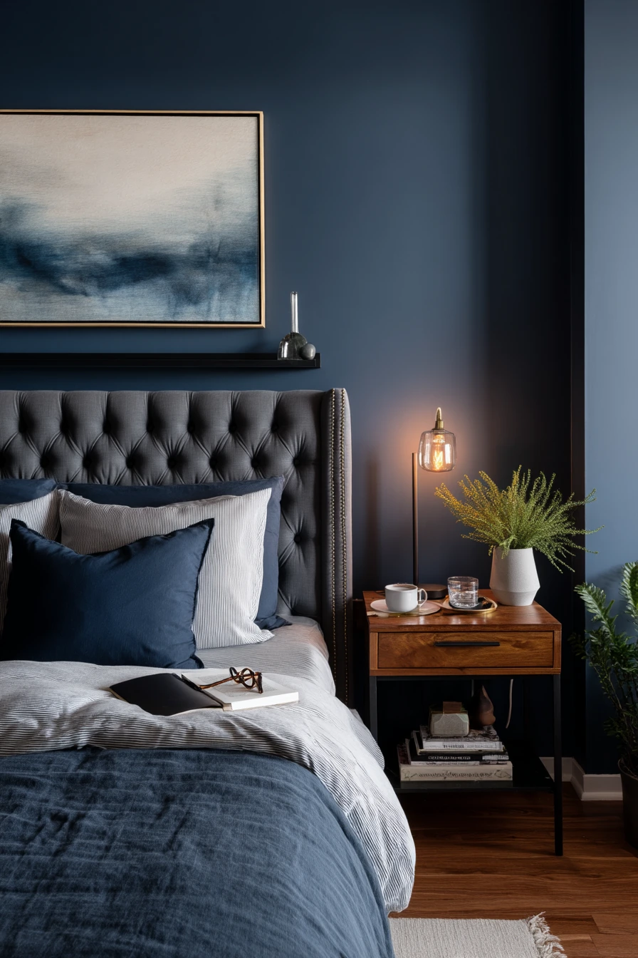 Moody Paint and Art Ledge for a Restful Retreat