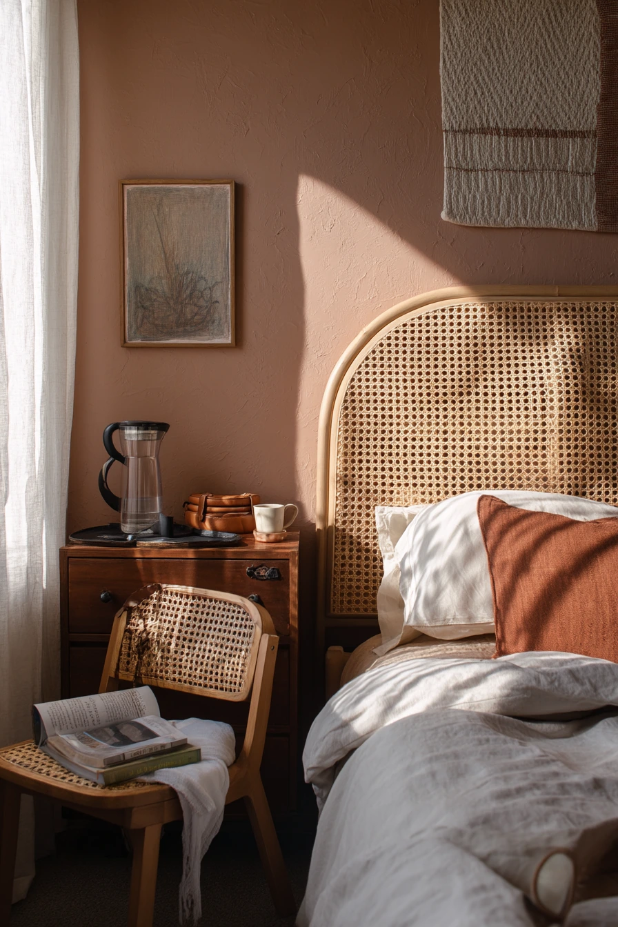 Boho Woven Accent Wall in a Guest Room
