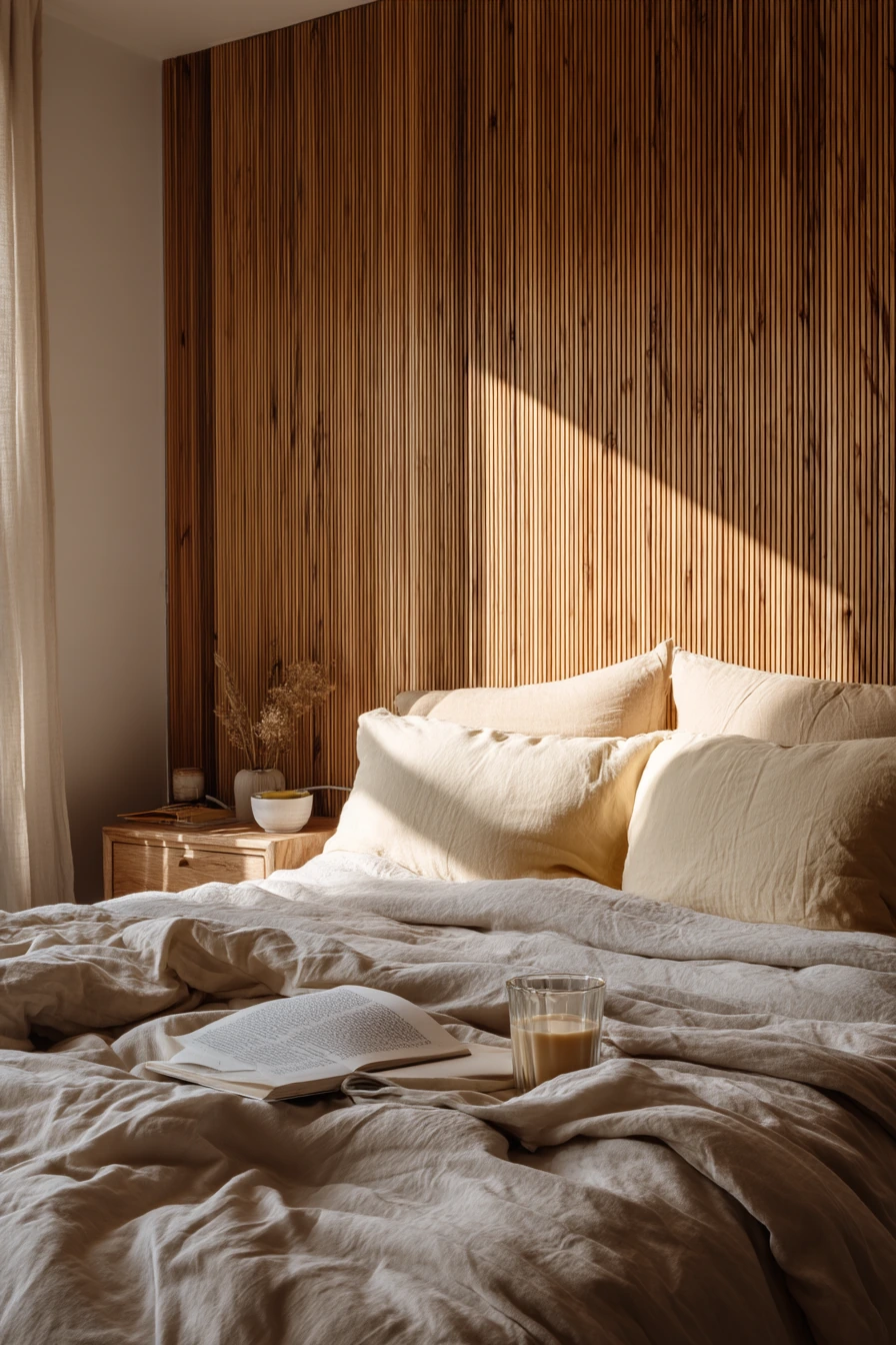 Soft Textured Panel Wall for a Calm Primary Bedroom