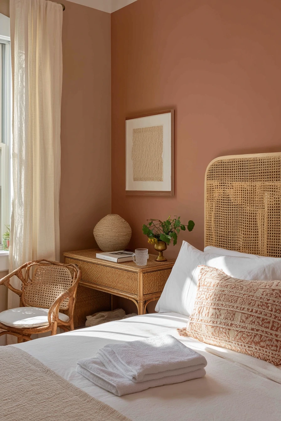 Boho Woven Accent Wall in a Guest Room