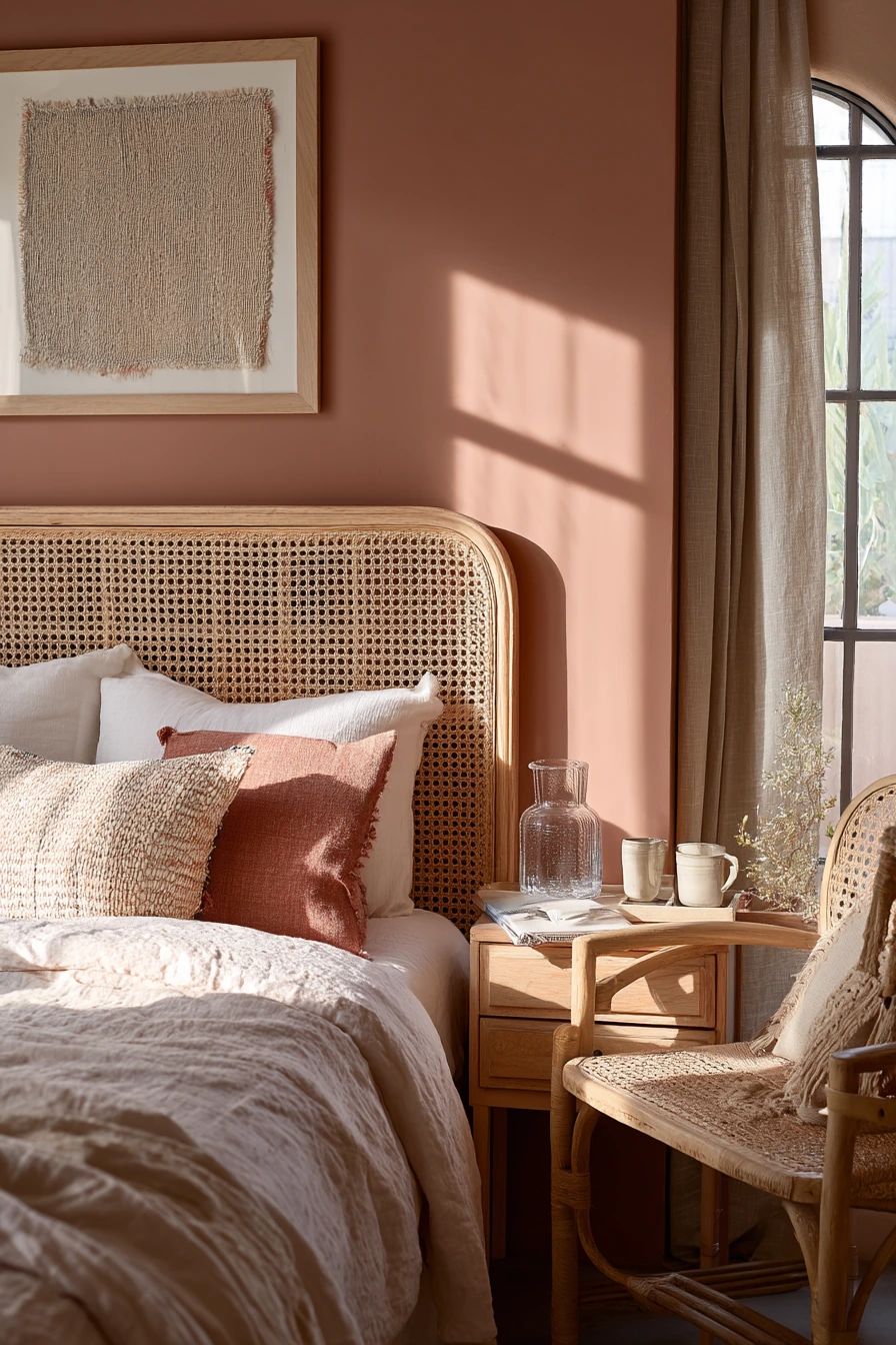 Boho Woven Accent Wall in a Guest Room