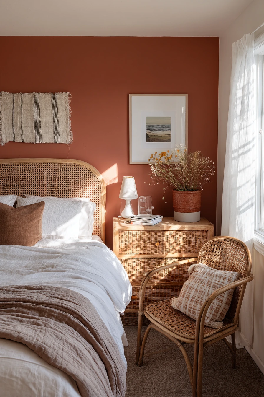 Boho Woven Accent Wall in a Guest Room