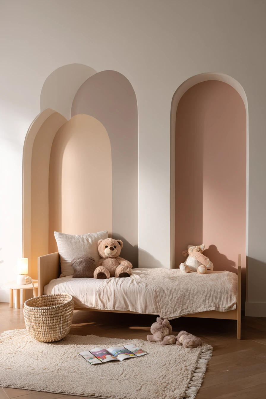 Kid Room Accent Wall with Gentle Shapes