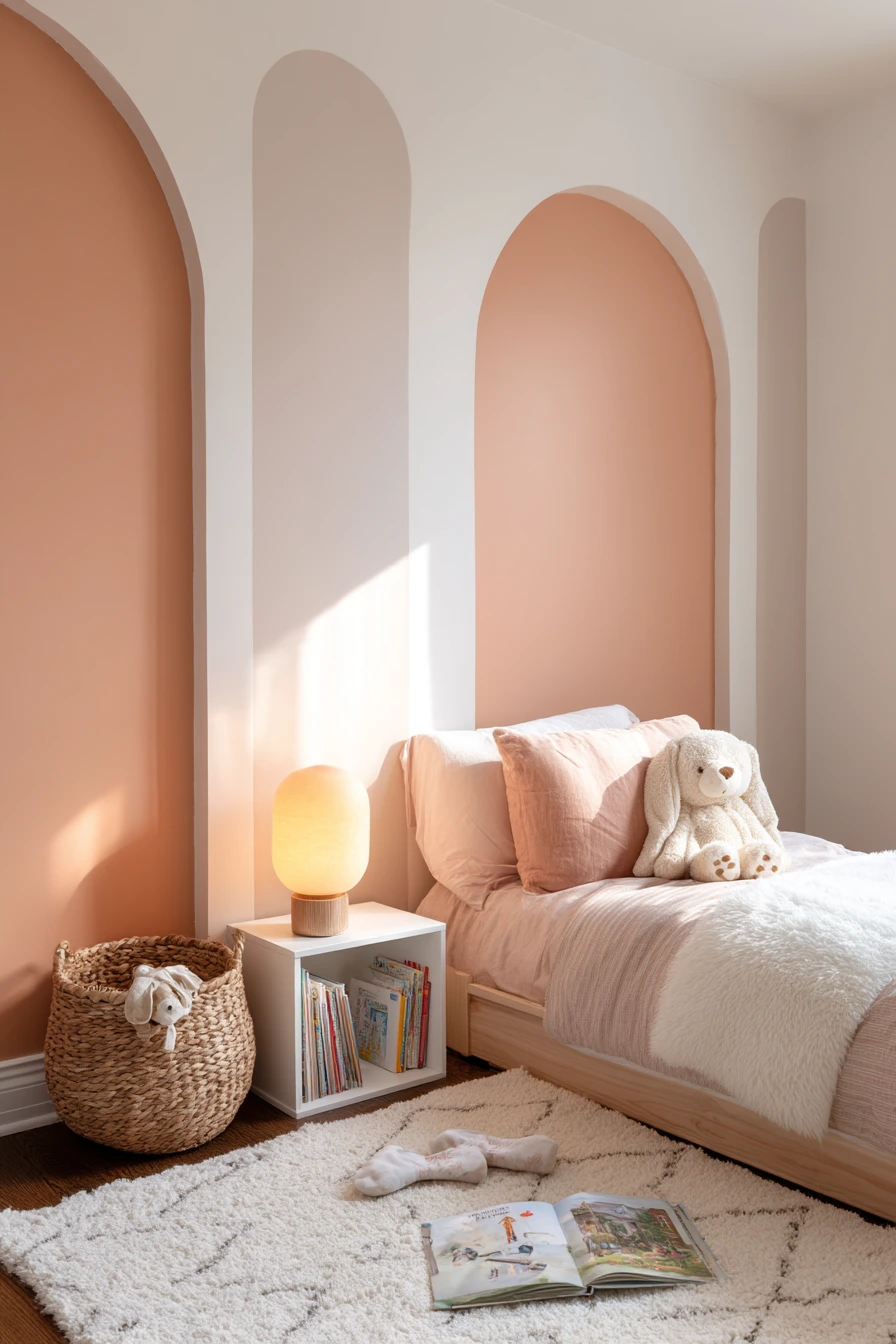 Kid Room Accent Wall with Gentle Shapes