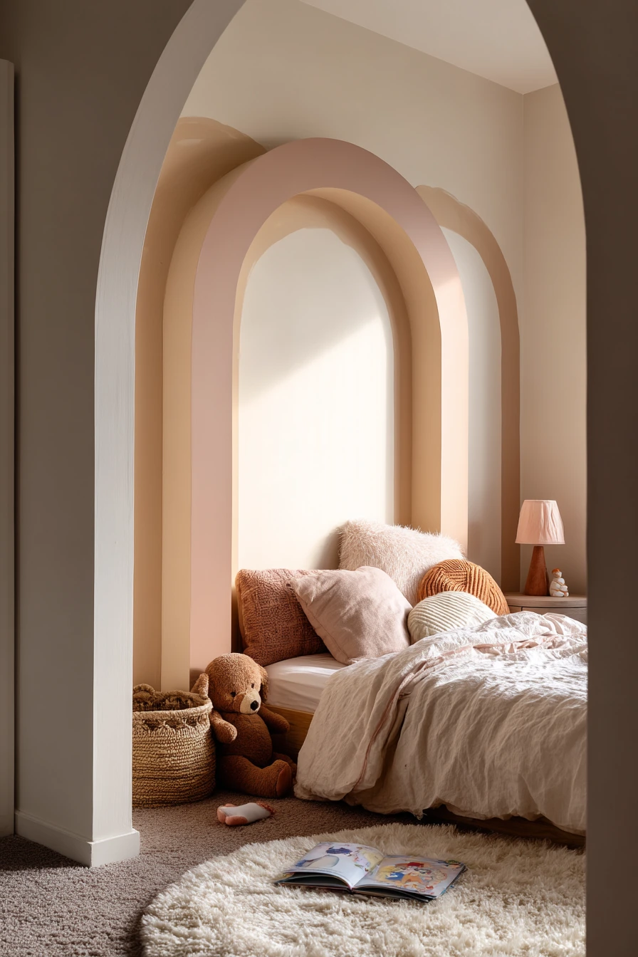 Kid Room Accent Wall with Gentle Shapes