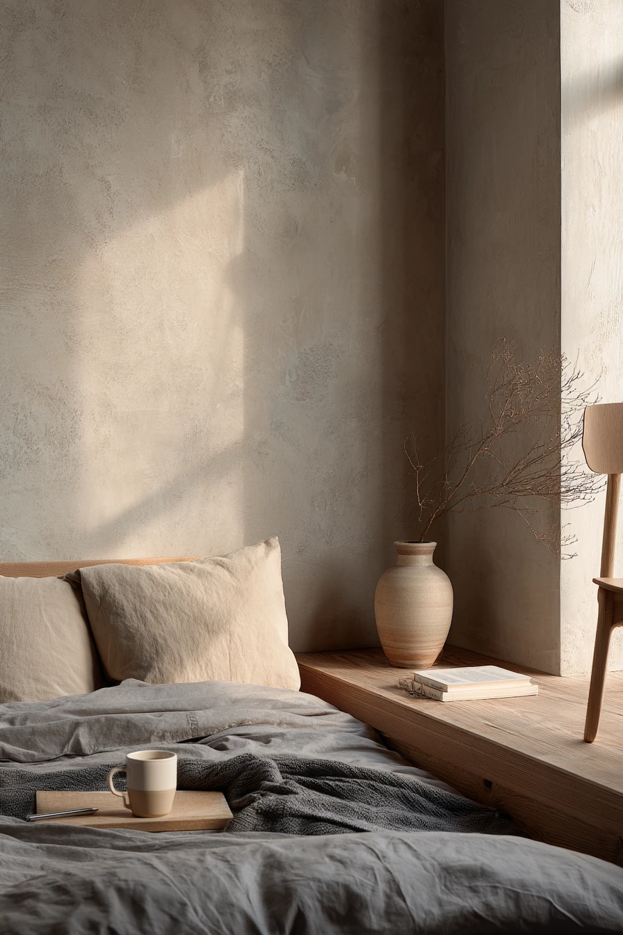 Minimal Japandi Wall with Natural Texture