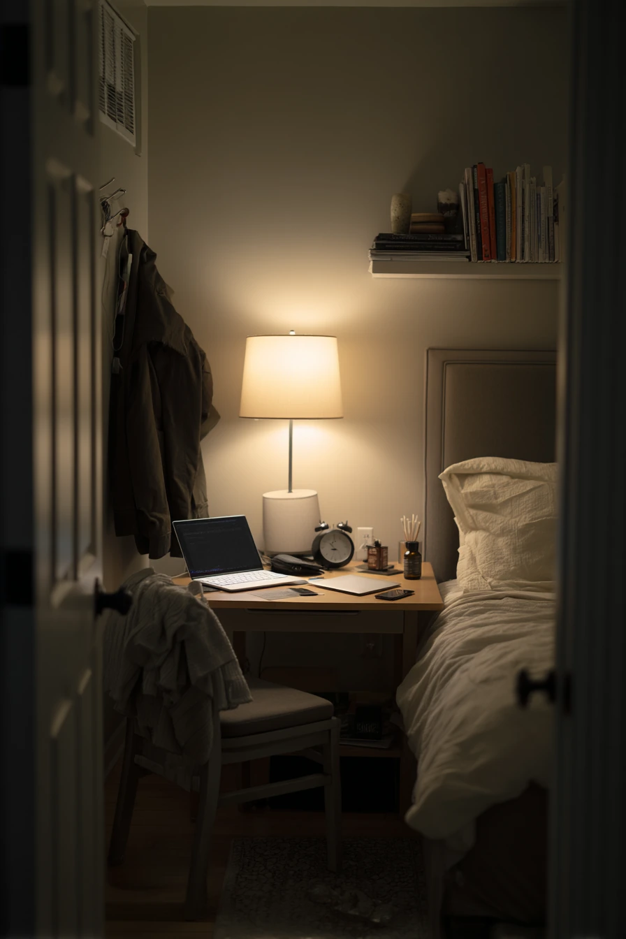 Minimal Desk-to-Bed Transition