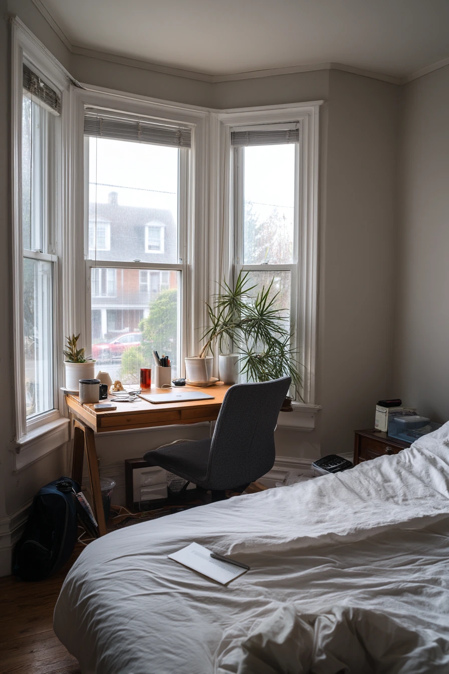 Bay Window Workspace in a Bedroom