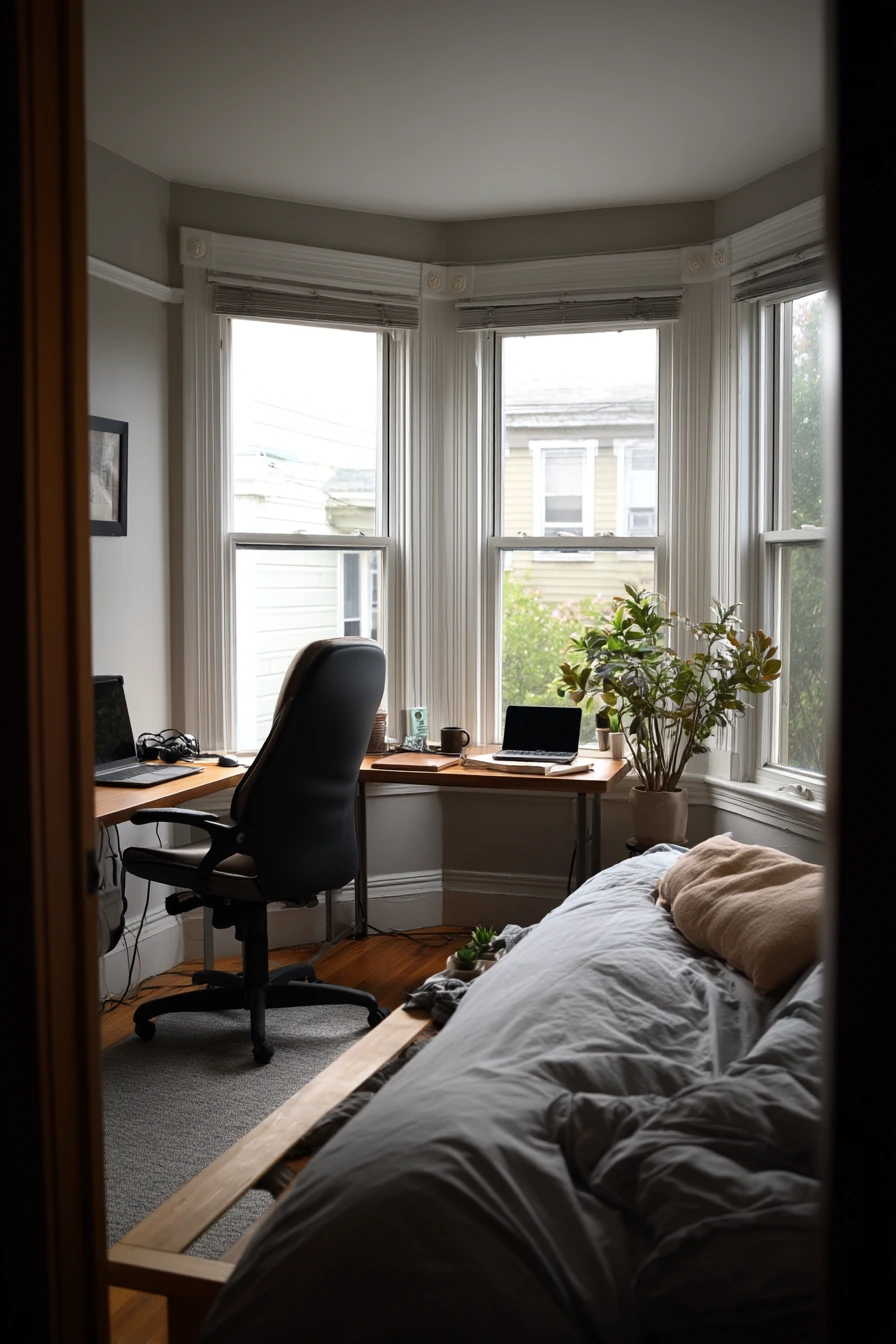 Bay Window Workspace in a Bedroom