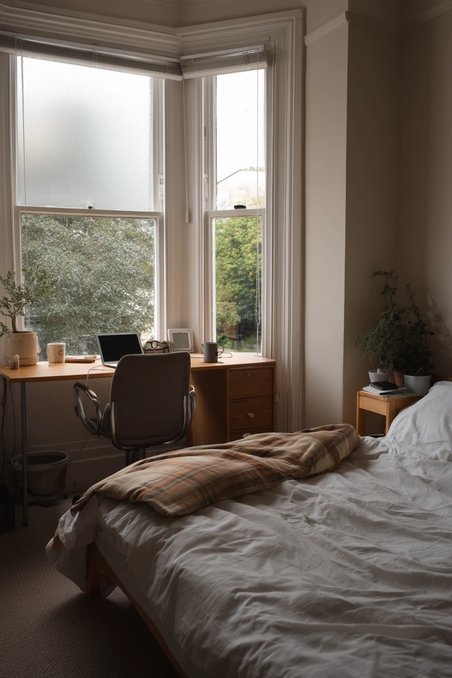 Bay Window Workspace in a Bedroom