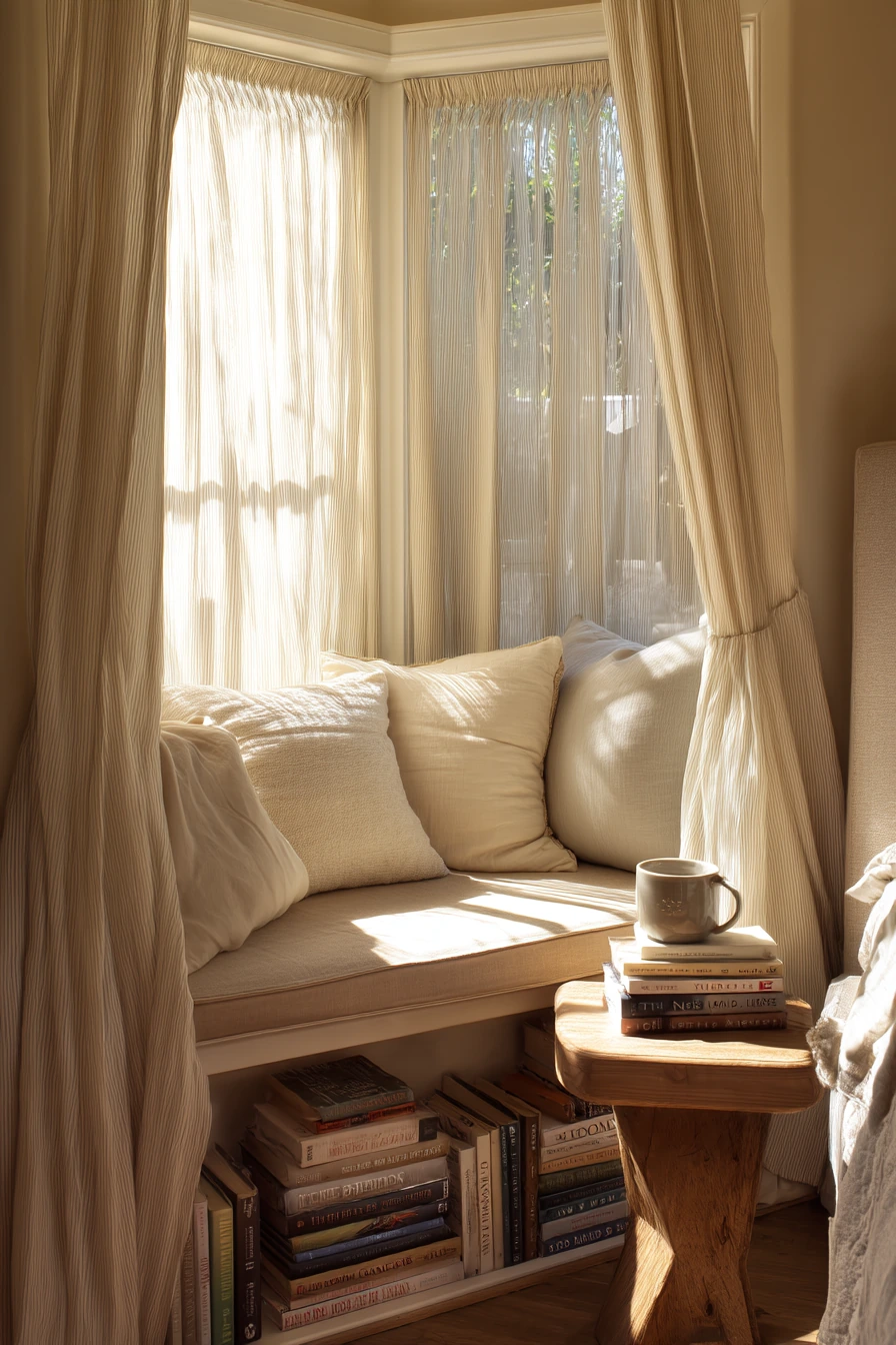 Sunlit Reading Nook by the Bay Window