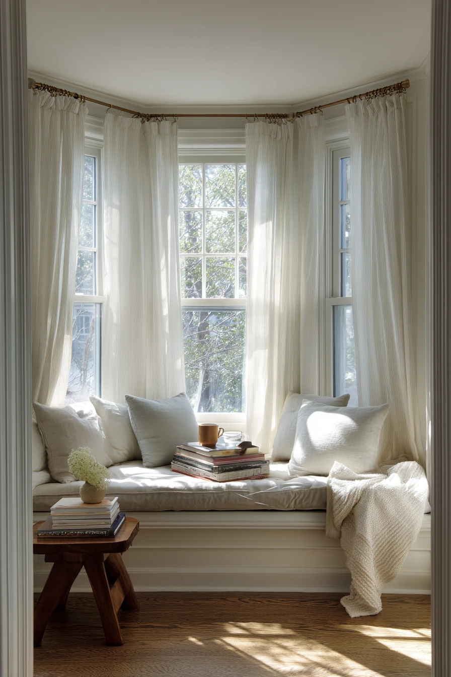 Sunlit Reading Nook by the Bay Window
