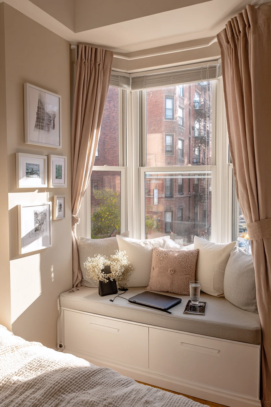 Small Bedroom Bay Window with Built-In Storage