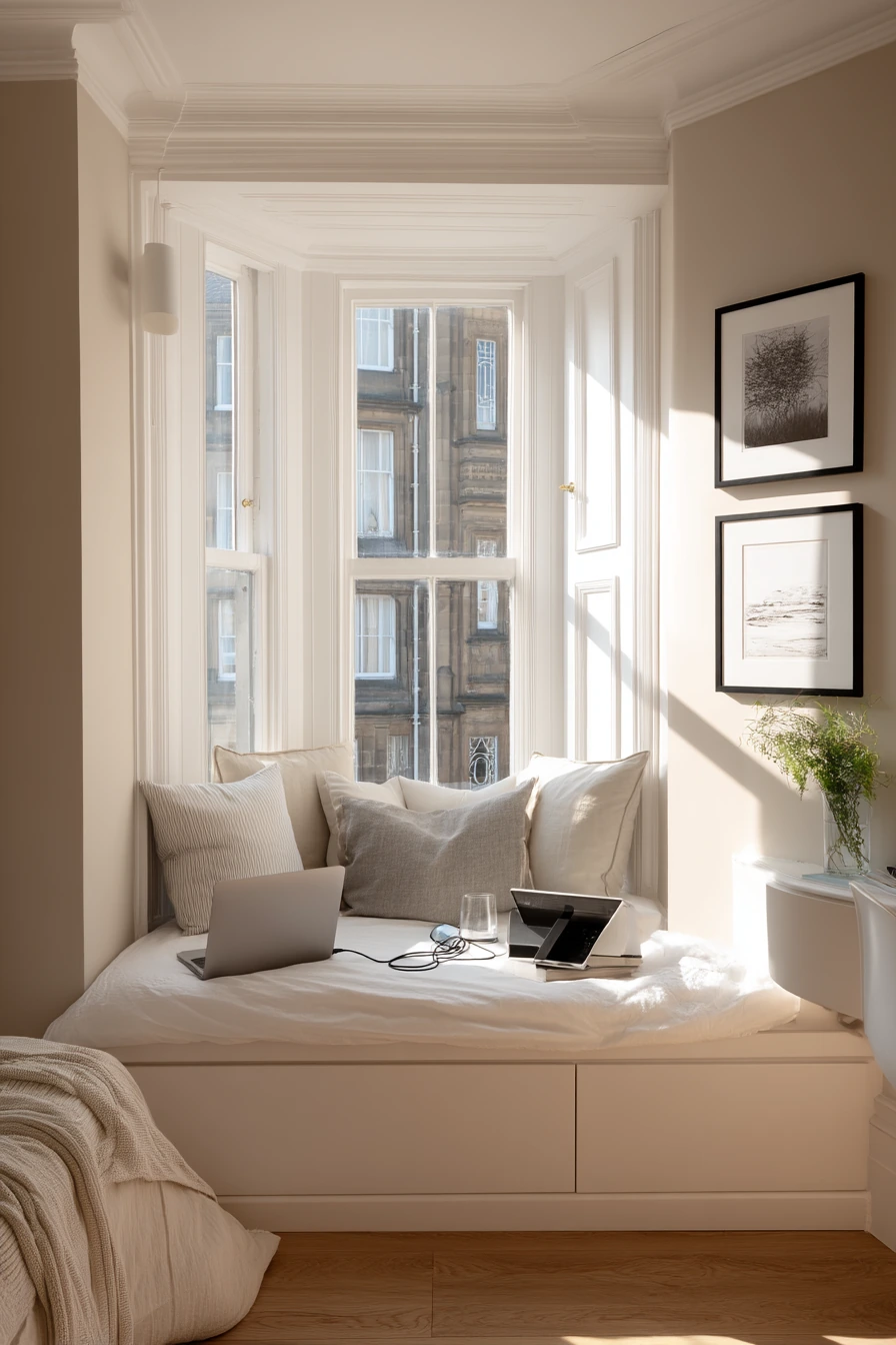 Small Bedroom Bay Window with Built-In Storage