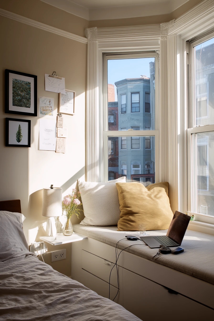 Small Bedroom Bay Window with Built-In Storage