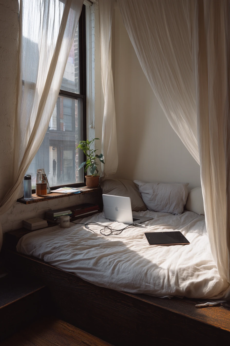 Minimal Bed Nook for a Studio Apartment