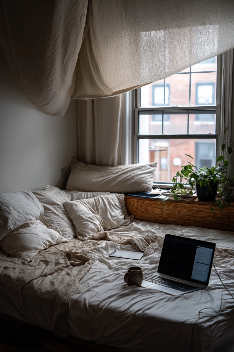 Minimal Bed Nook for a Studio Apartment