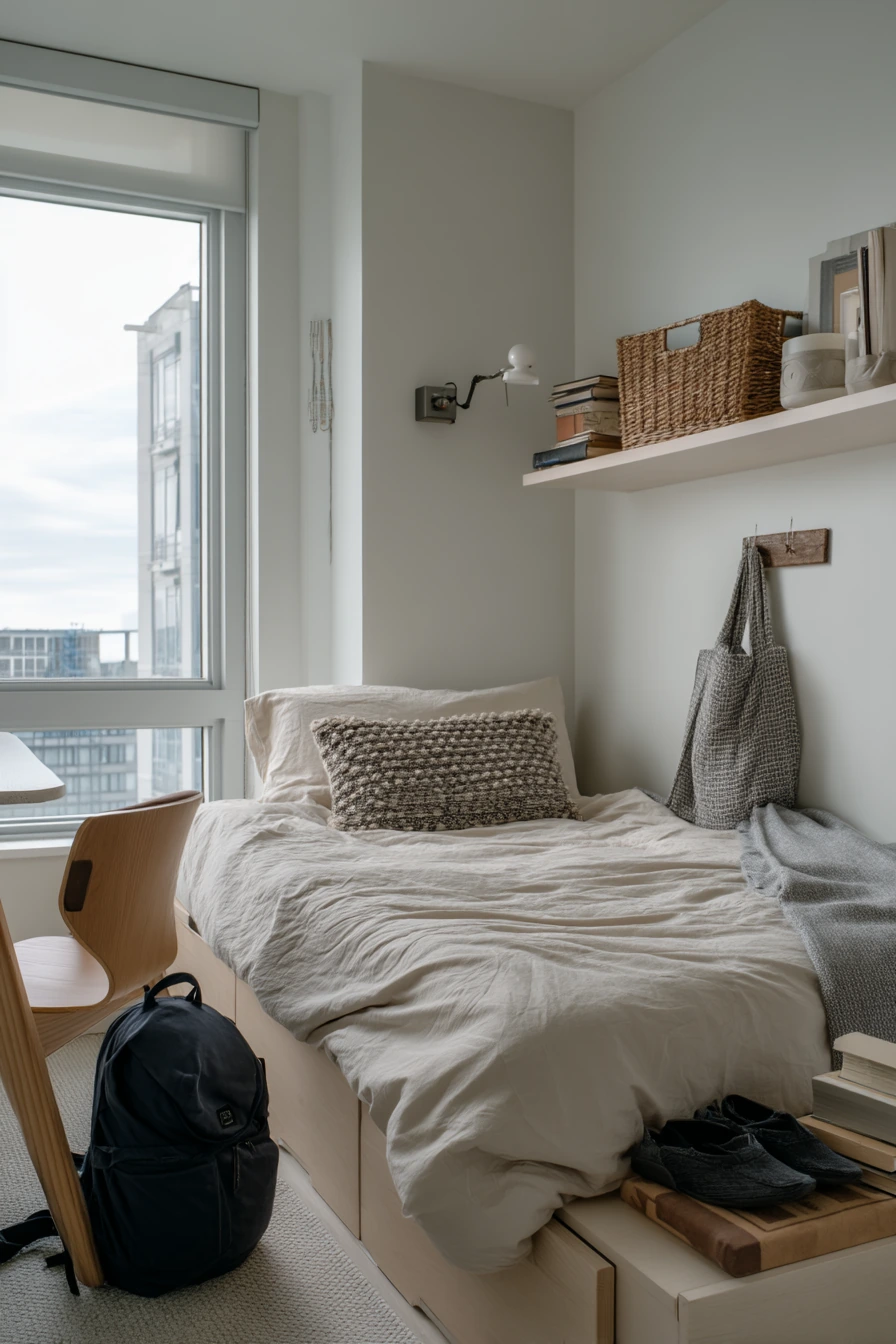 Small Bedroom With Smart Bed Storage