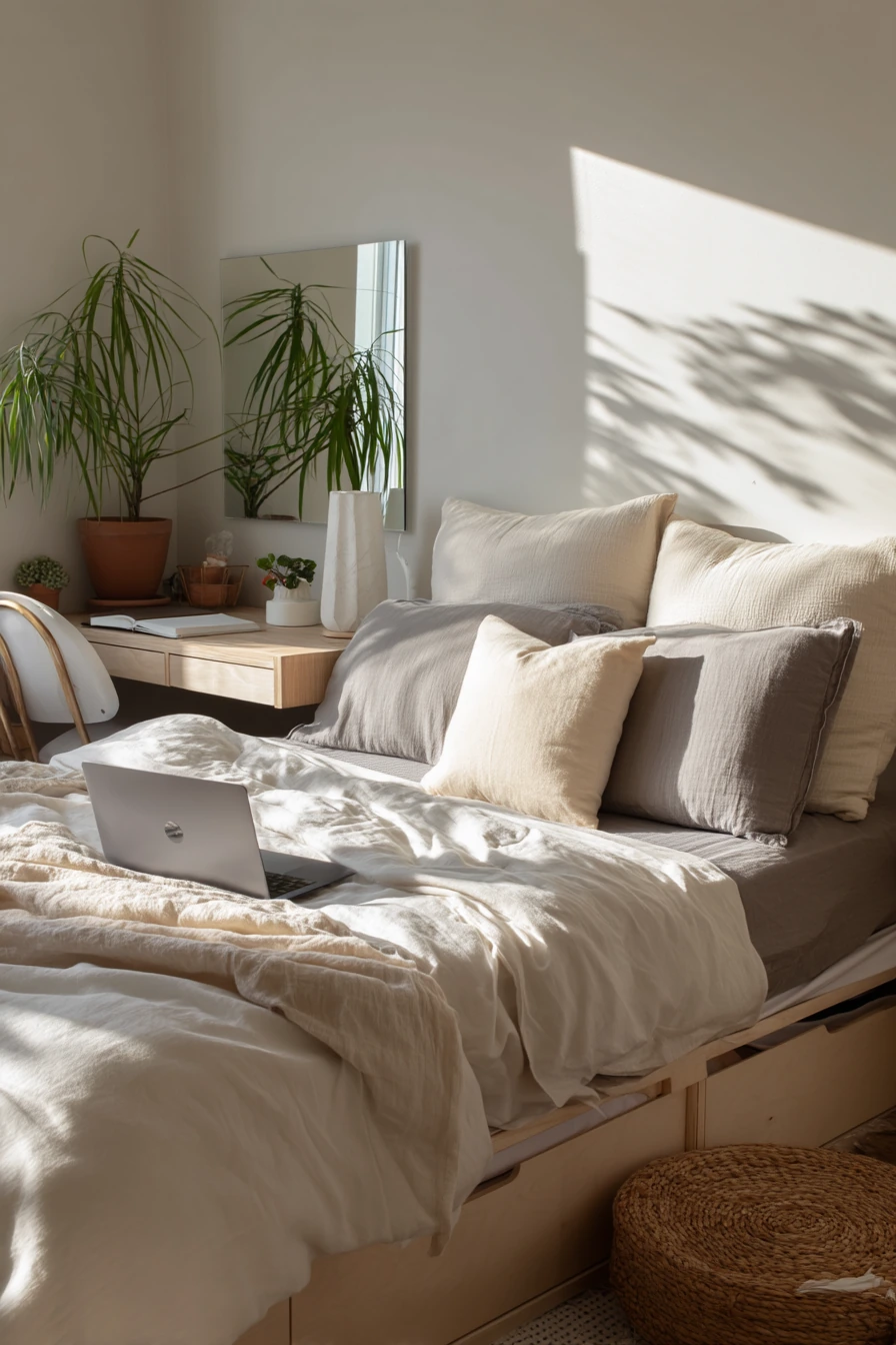 Small Apartment Bedding with Hidden Storage