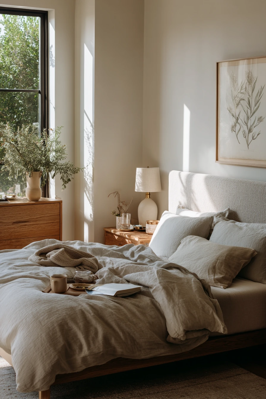 bedroom beige walls