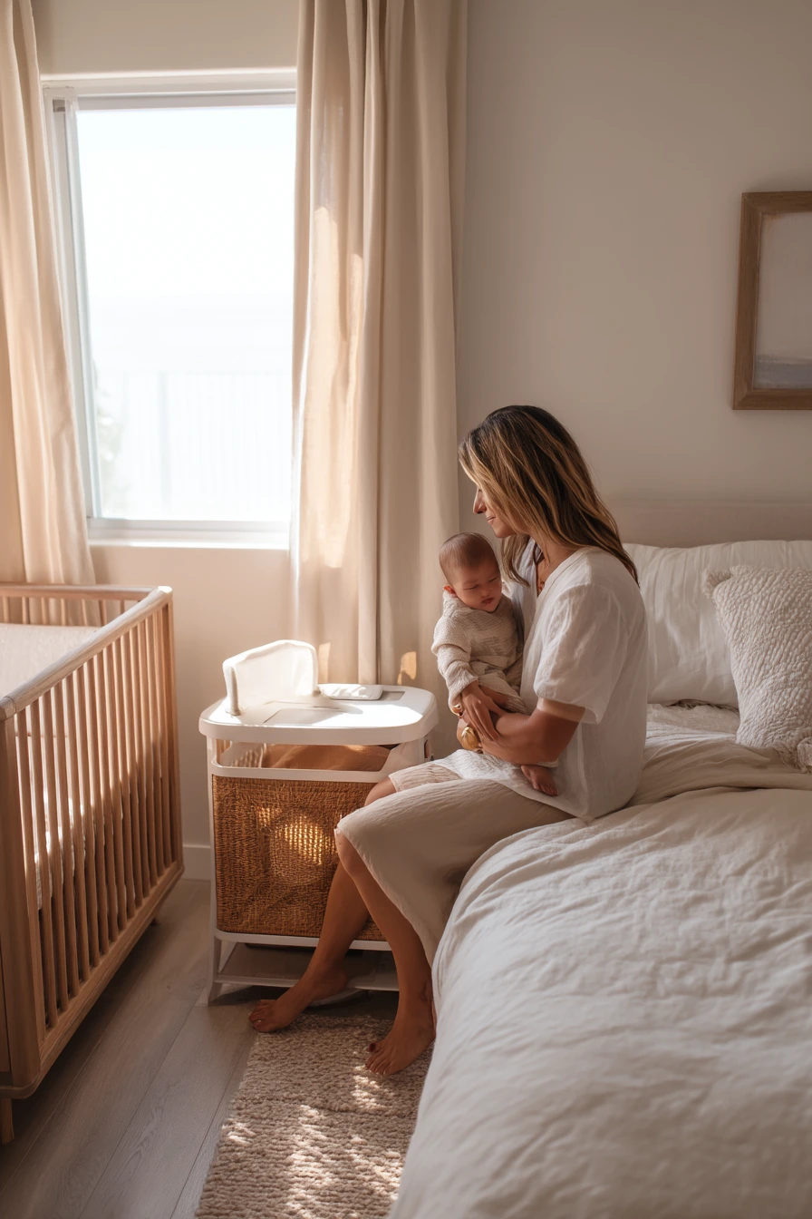 Beige Bedroom with Nursery Sidecar Moment