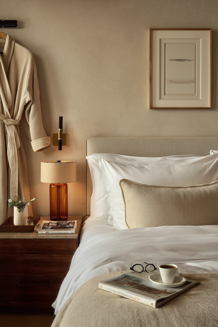 Boutique Hotel-Inspired Beige Bedroom at Home