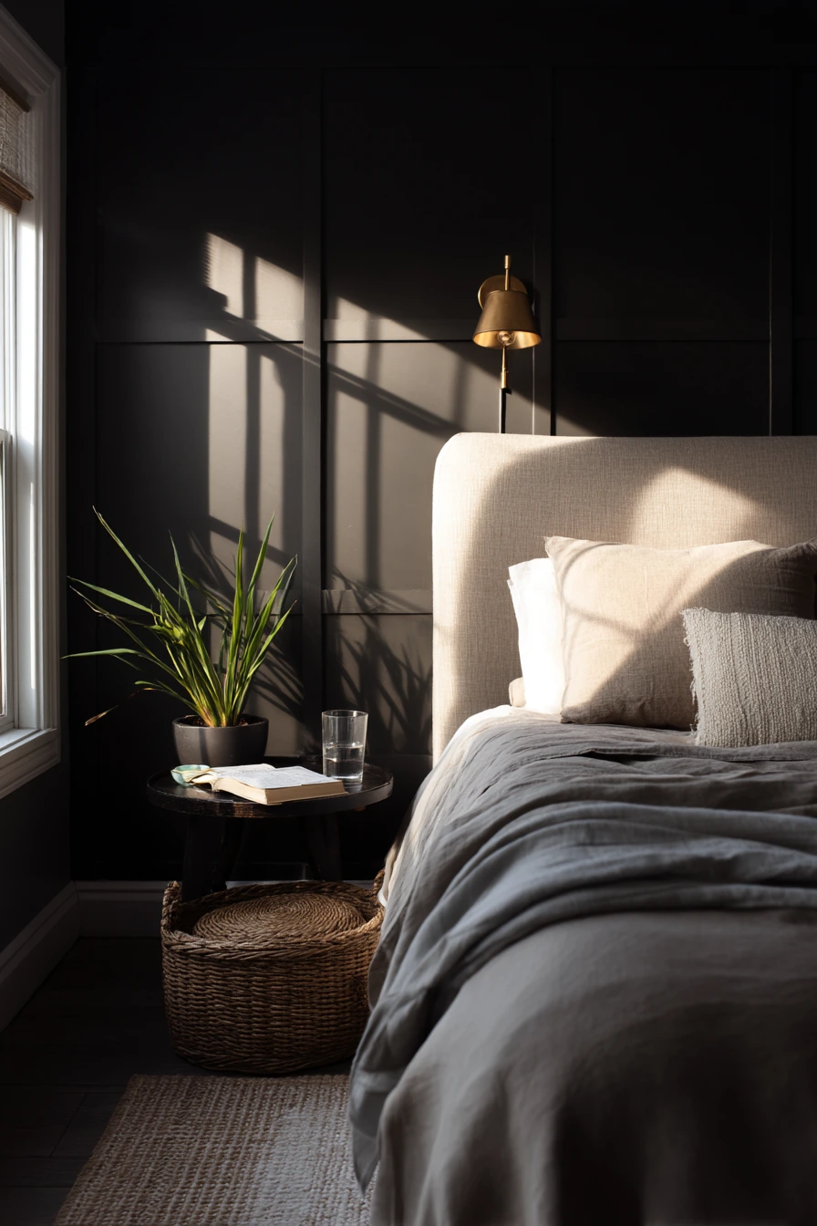Renter-Friendly Black Wall Bedroom Update
