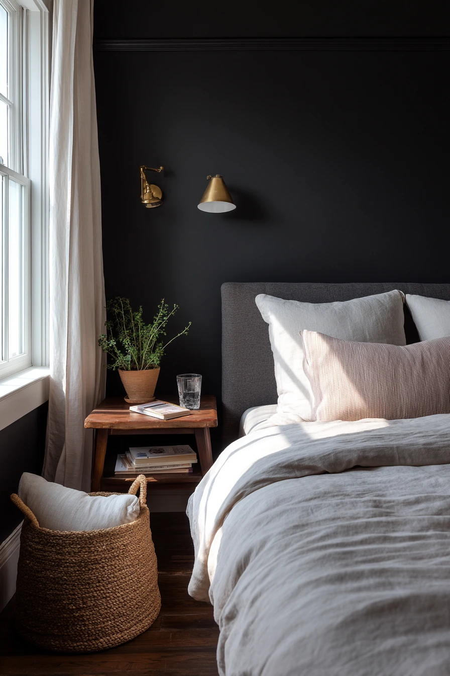 Renter-Friendly Black Wall Bedroom Update