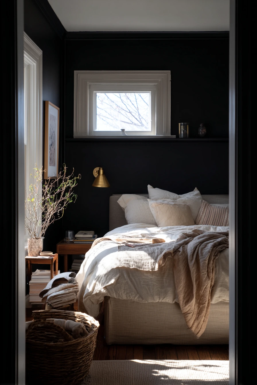 Renter-Friendly Black Wall Bedroom Update